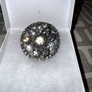 Kramer of New York vintage brooch, silver/rhinestones, good clasp